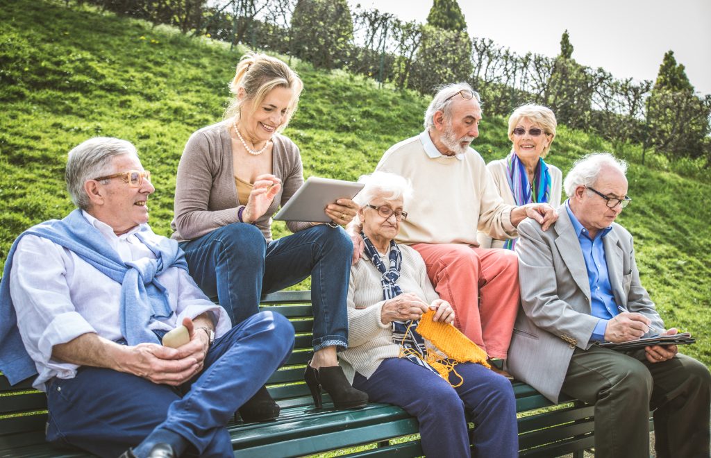 Group Of,Senior People Resting,In A Park